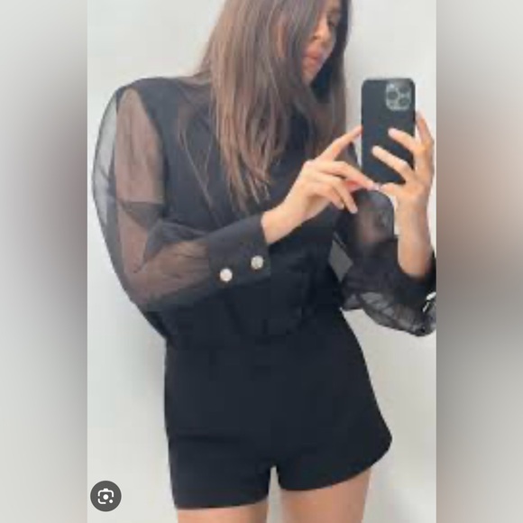 Zara, NWT, organza blouse, size Small, beautiful for holidays, fits oversized - Picture 2 of 3